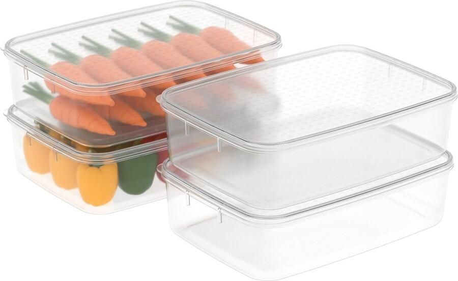 Omgoods Set van 4 Voedselopslagdozen 3.5L voor Magnetron en Vriezer
