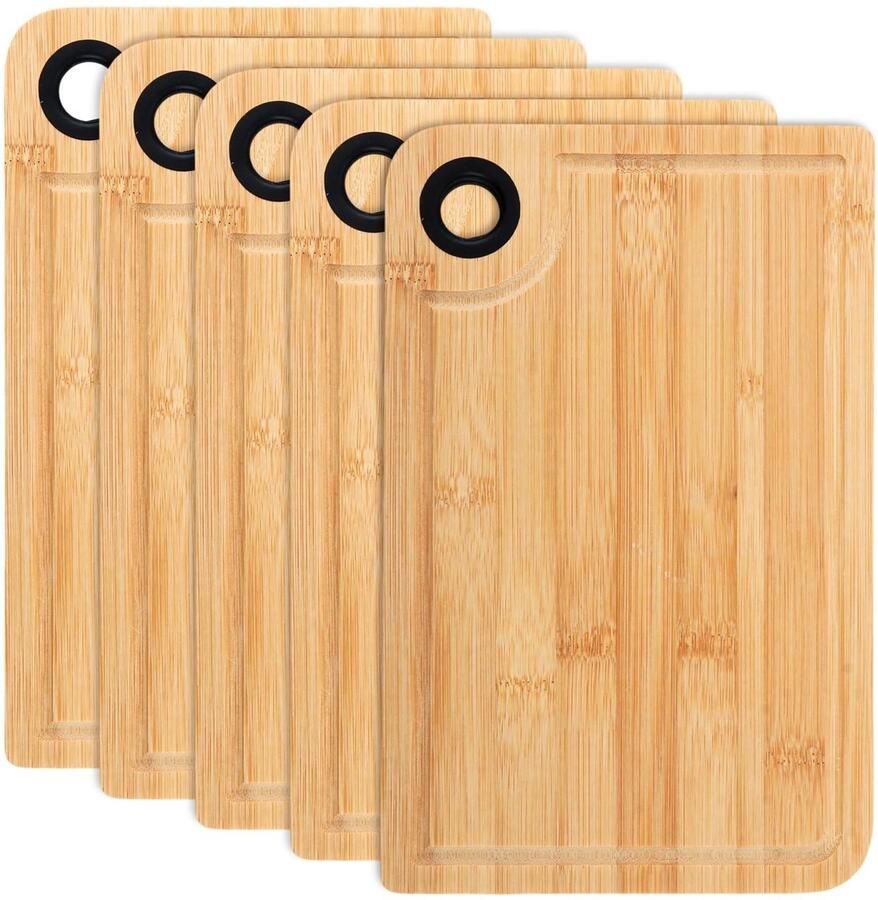 Omgoods Set van 5 Bamboe Ontbijtplankjes 28x18 cm
