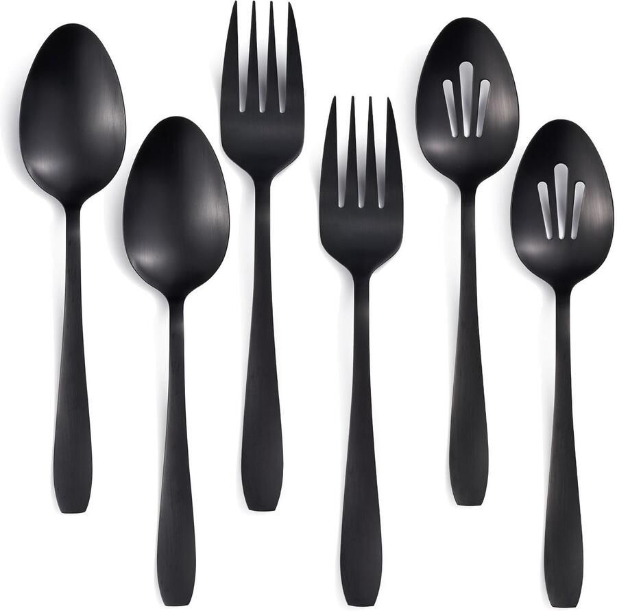 Omgoods Set van 6 Grote Zwarte Serveeritems van RVS