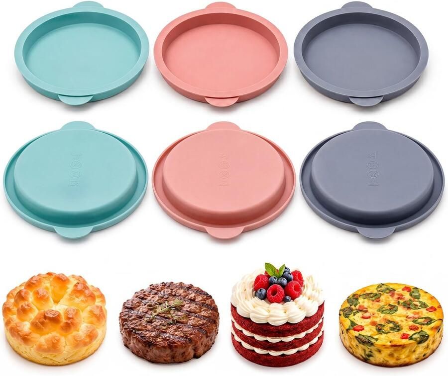 Omgoods Set van 6 Siliconen Muffinvormen voor Airfryer en Oven