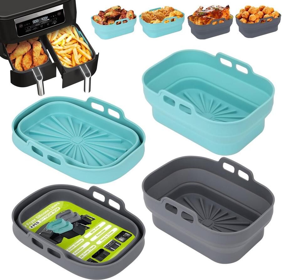 Omgoods Silicone Bakvormen Set voor Airfryer Herbruikbaar en Vouwbaar