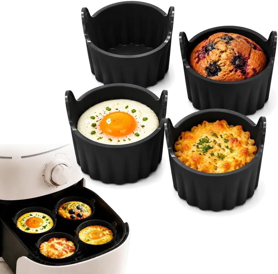 Omgoods Silicone Mould voor Air Fryer Set van 4 Eivormen BPA-vrij