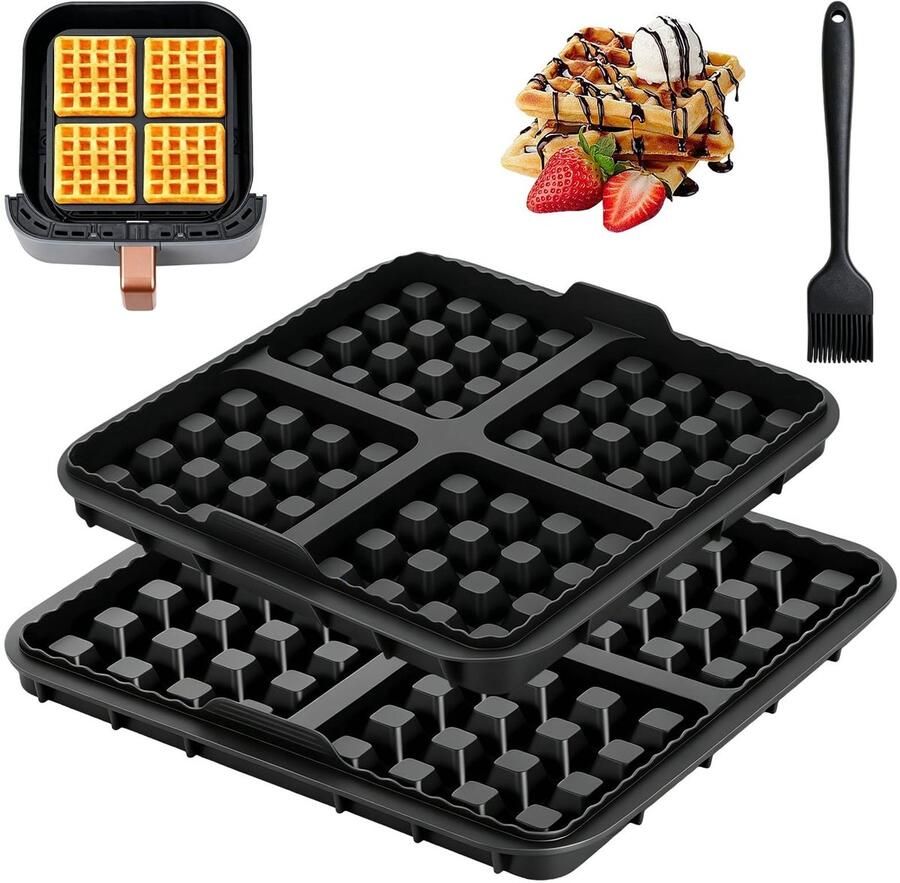 Omgoods Siliconen Wafelvorm voor Airfryer Set van 2