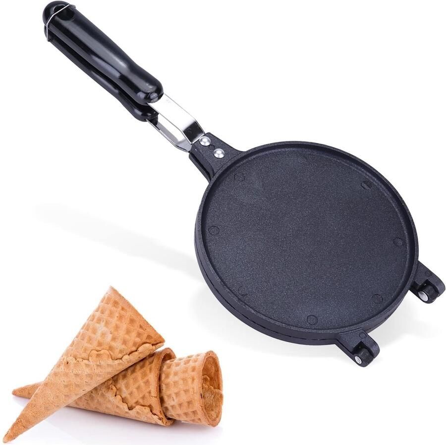 Omgoods- Wafelmaker met Antiaanbaklaag Wafelijzer Eierrolmaker Crêpe Maker Geschikt voor IJshoorntjes 6 7 inch Ijshoorntjesmaker