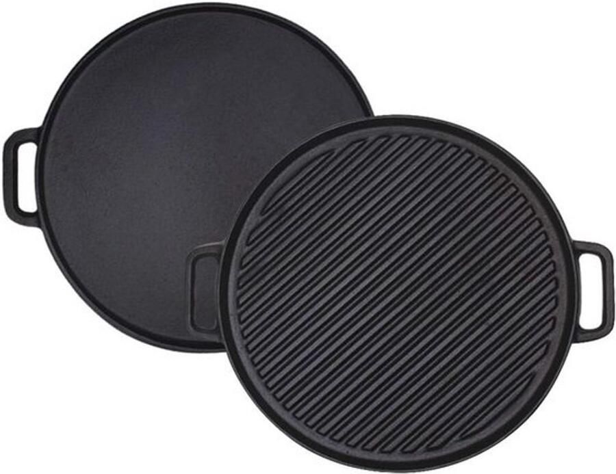 Omkeerbare 12-Inch dubbele-handled gietijzeren grill bakplaat