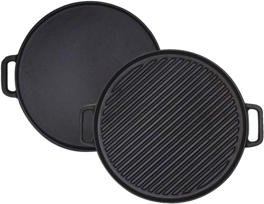 Omkeerbare 12-Inch Dubbele Handled Gietijzeren Grill Bakplaat