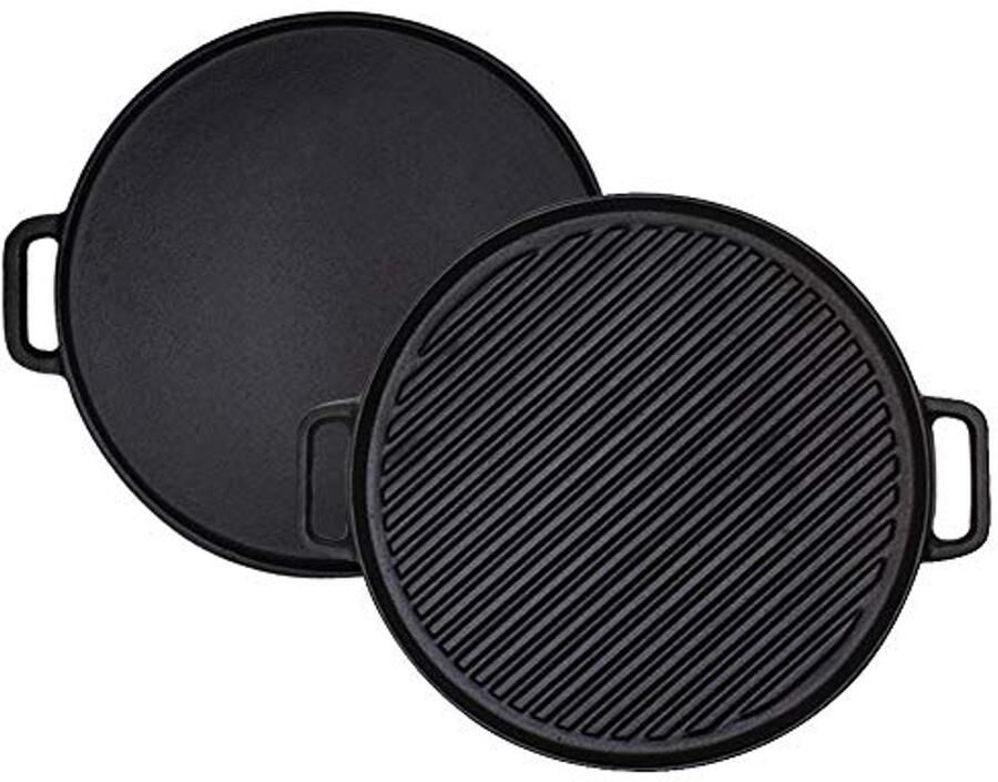 Omkeerbare 12-Inch Dubbele Handled Gietijzeren Grill Bakplaat
