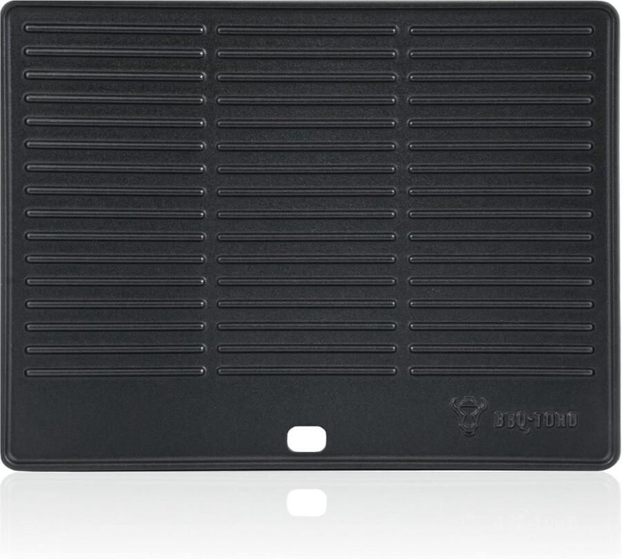 Gietijzeren Bakplaat Grillplaat Omkeerbaar Buiten Koken Gladde Ribbel Kant 40 x 31 cm Zwart