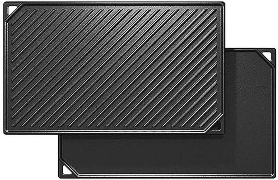 Omkeerbare Gietijzeren Grillplaat 41 8 x 24 cm voor Oven Fornuis en Barbecue 2-in-1 Kookgrill