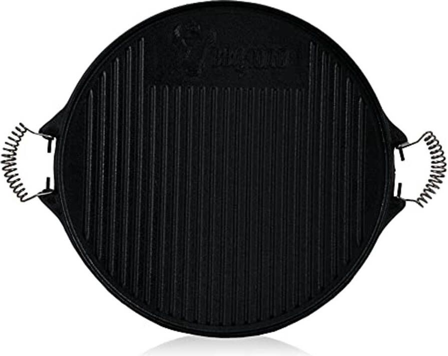 Omkeerbare gietijzeren grillplaat met handgrepen Ø 42 cm Geëmailleerd Perfect voor gas- en houtskoolgrills