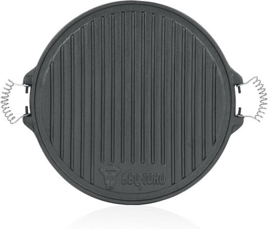 Omkeerbare gietijzeren grillplaat met handgrepen Ø 42 cm Geëmailleerd Perfect voor gas- en houtskoolgrills