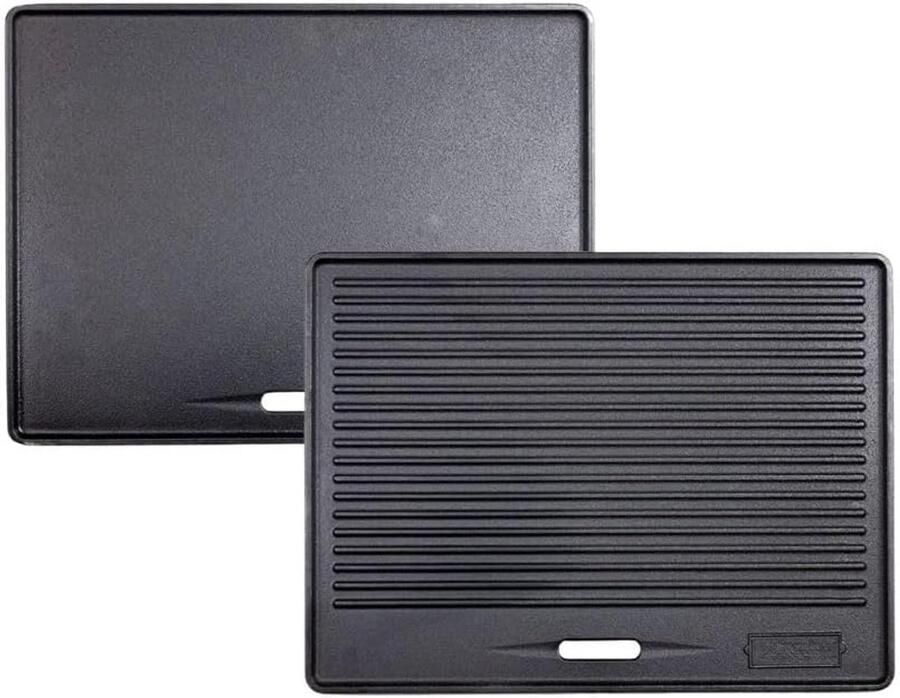Omkeerbare Gietijzeren Plancha Grillplaat Glad & Geribbeld Oppervlak Geschikt voor BBQ Accessoire