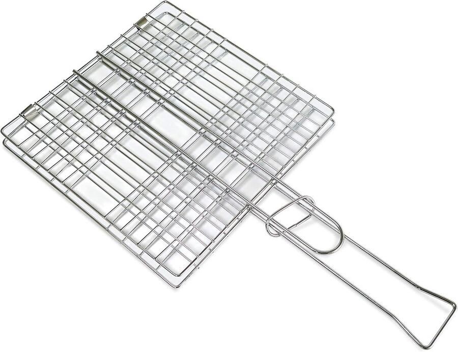 Omkeerbare Grillnet Klem 20cm Roestvrij Stalen BBQ Houder voor Groenten Vis en Vlees - Foto 2