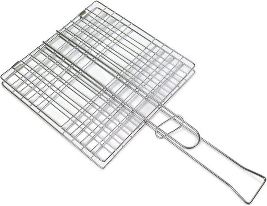 Omkeerbare Grillnet Klem 20cm Roestvrijstalen BBQ-houder voor Groenten Vis en Vlees