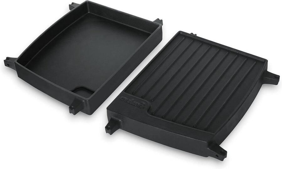 Omkeerbare Grillplaat Gietijzeren Bakplaat Buiten Koken Dubbelzijdig Bruikbaar 32 x 23 cm Zwart