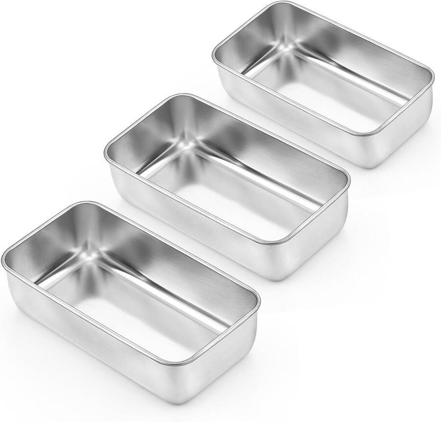 Onader 9 x 5 Inch Brood Pannen Rvs Diepe Gehaktbrood Pan voor Bakken Brood Set van 3