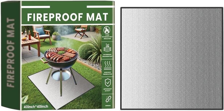 Onder de grillmat Grill beschermer Terras beschermen Waterdicht en hittebestendig 100 x 100 cm Zwart