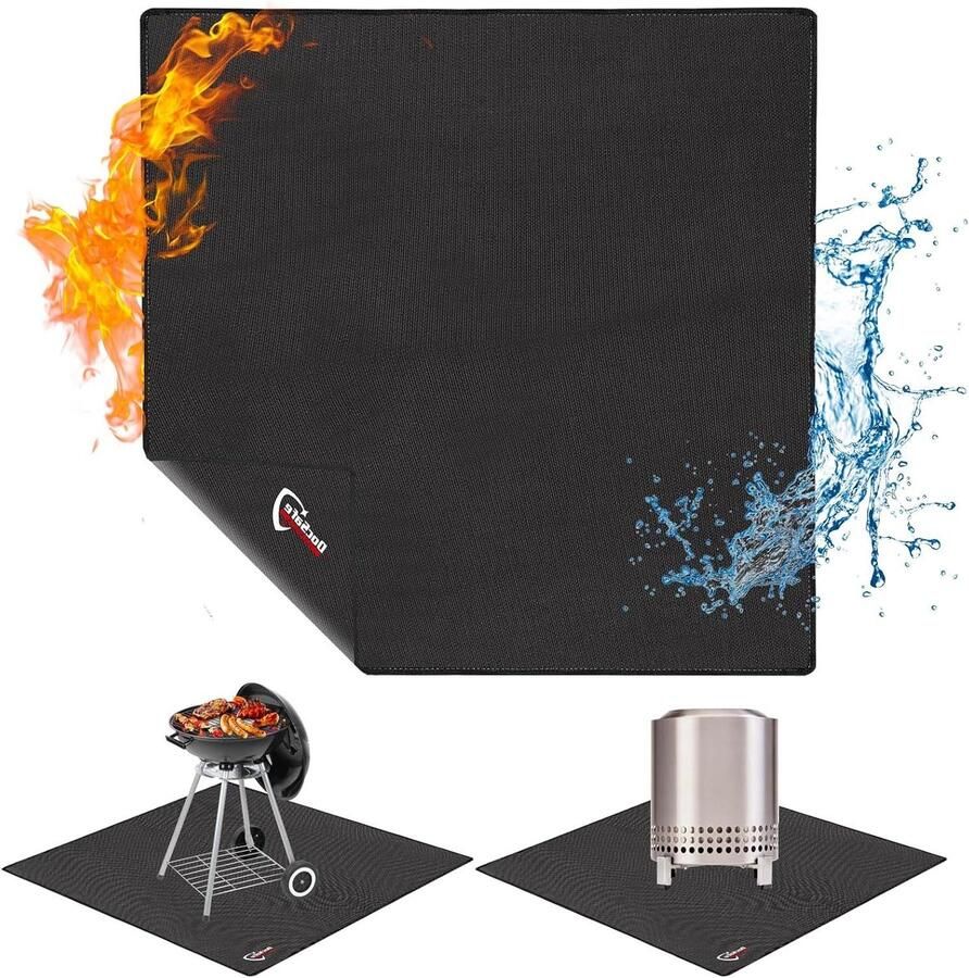 Onder Grill Mat Vloerbeschermer Terras Beschermen 4 Laags Vuurvast 101.6 cm Vierkant Zwart