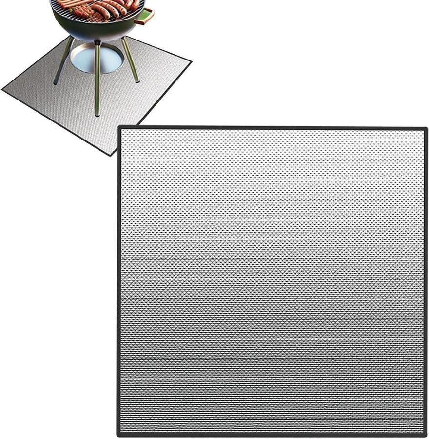 Onder Grillmat Terras Beschermer Vloer Beschermen Hitte- en Waterbestendig 100x100 cm Zilver