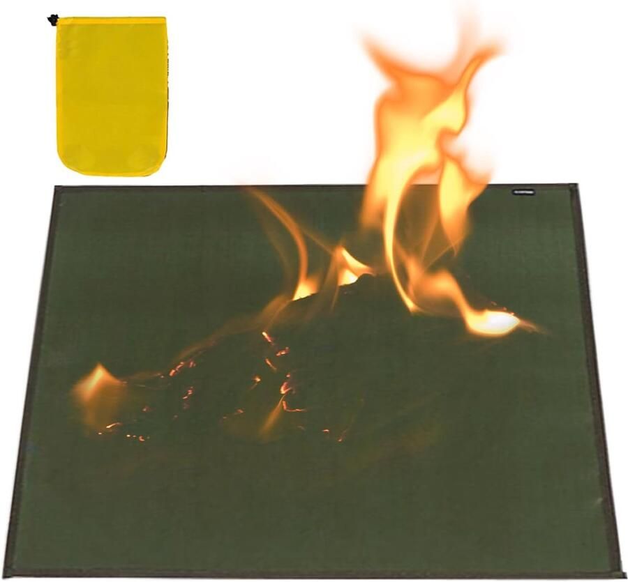 Onder grillmat Vuurvaste mat Terras Beschermen Herbruikbaar en Draagbaar 61 x 53 cm Groen