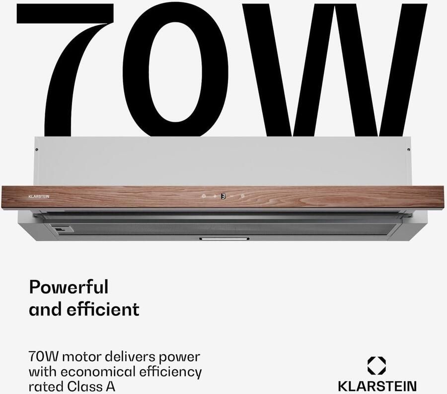 Onderbouw Afzuigkap 90 cm met Telescopische Functie 400 m³ h Luchtstroom Energieklasse A Touch-bediening en LED-verlichting