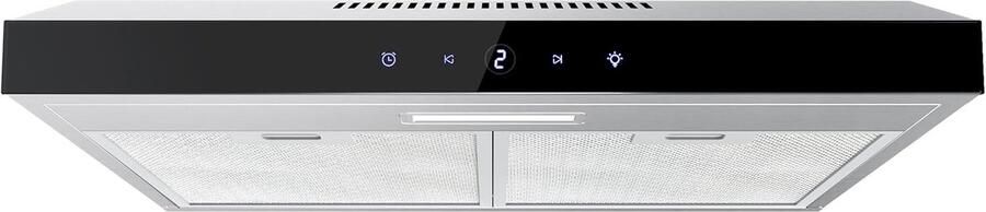 Onderbouw Afzuigkap Roestvrij Staal Zilver Touchscreen Bediening Actieve Koolstoffilter Voor Keukens
