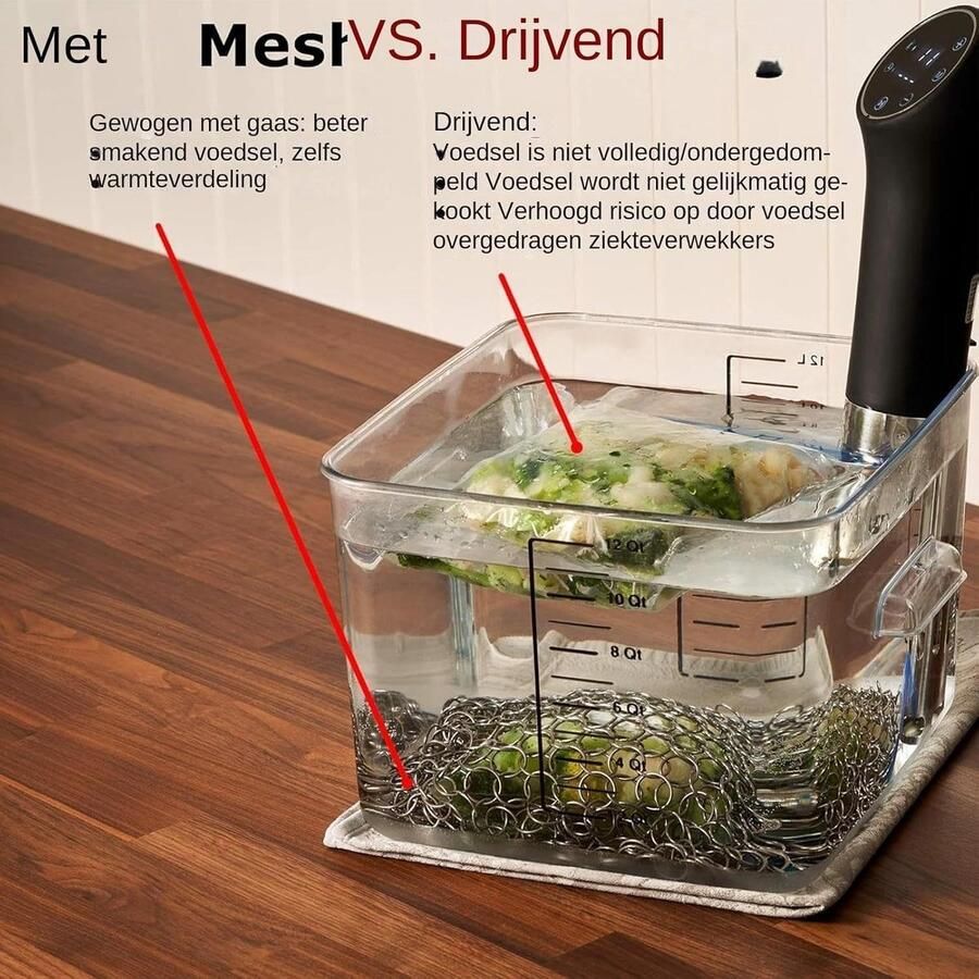 Onderdompelingsgewichtnet Sous Vide Gewicht Koken Stabiliseren 304 Roestvrij Staal 20x20cm Zilver