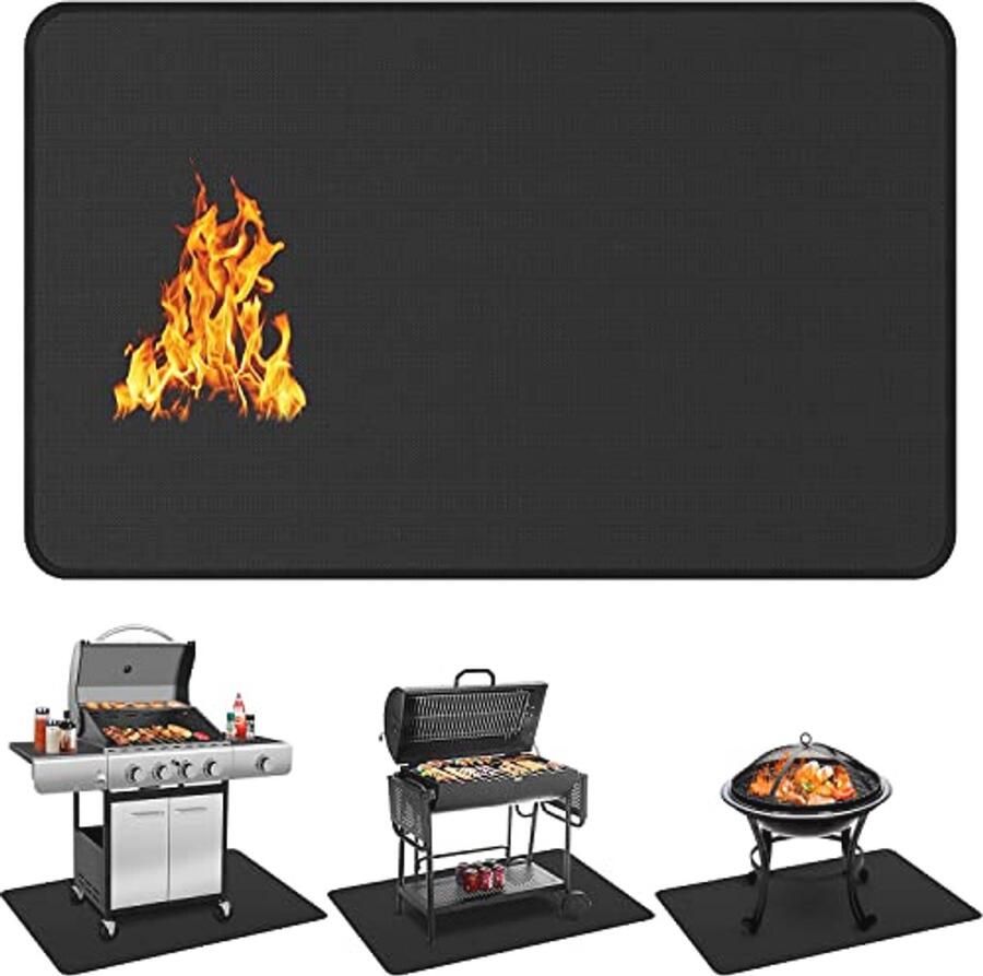 Ondergrillmat 152 4 x 101 6 cm voor Buitengrill Dubbelzijdig Vuurvast en Waterdicht