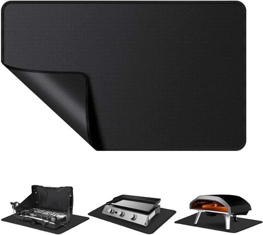 Ondergrillmat Beschermmat Vuurvaste Mat Terras Beschermen Drievoudige Laag 60x40cm Zwart