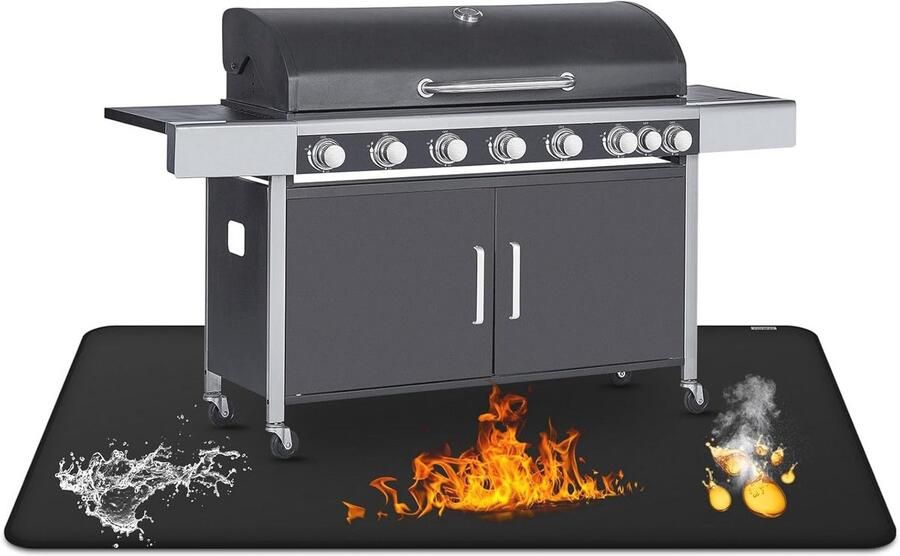 Ondergrillmat voor BBQ 100 x 150 CM Antiaanbak Vuurvaste Grillmat voor Buiten