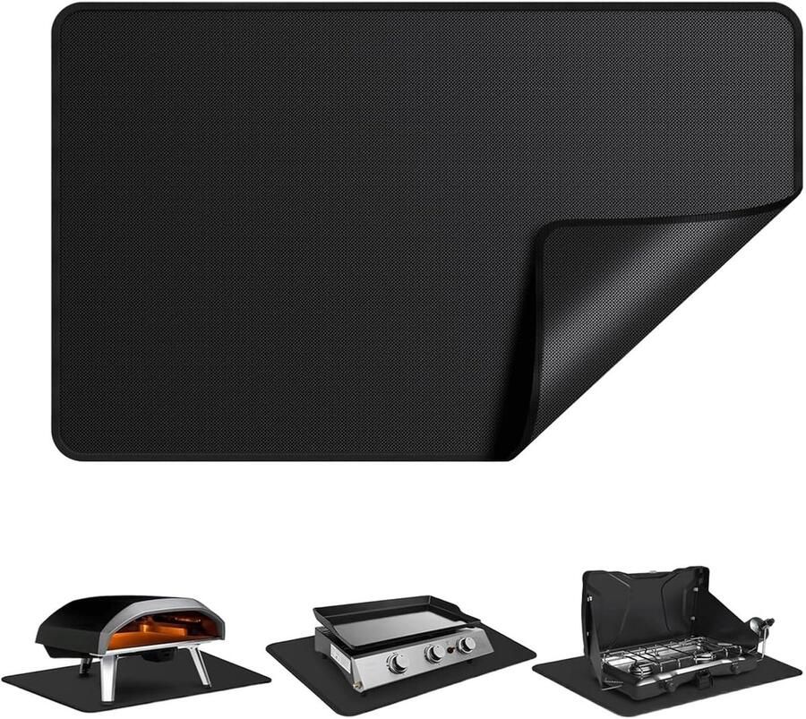 Ondergrillmat Zwart 60 x 40 cm Hittebestendige Grillmat met Vuurvaste Coating Voor BBQ en Keuken