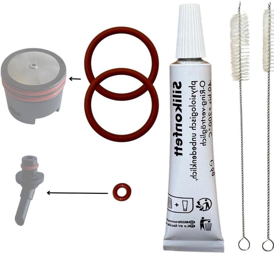 Onderhoudsset Koffiemachine Reparatieset Afdichtingen Machine Verzorgen Voedselveilig Vet 3 Afdichtingen 2 Borstels Grijs