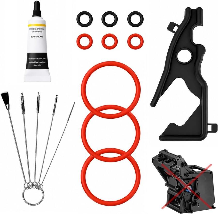 Onderhoudsset koffiezetapparaat 9-delige afdichting en O-ring set inclusief siliconenvet en reinigingsborstels ShopVlot