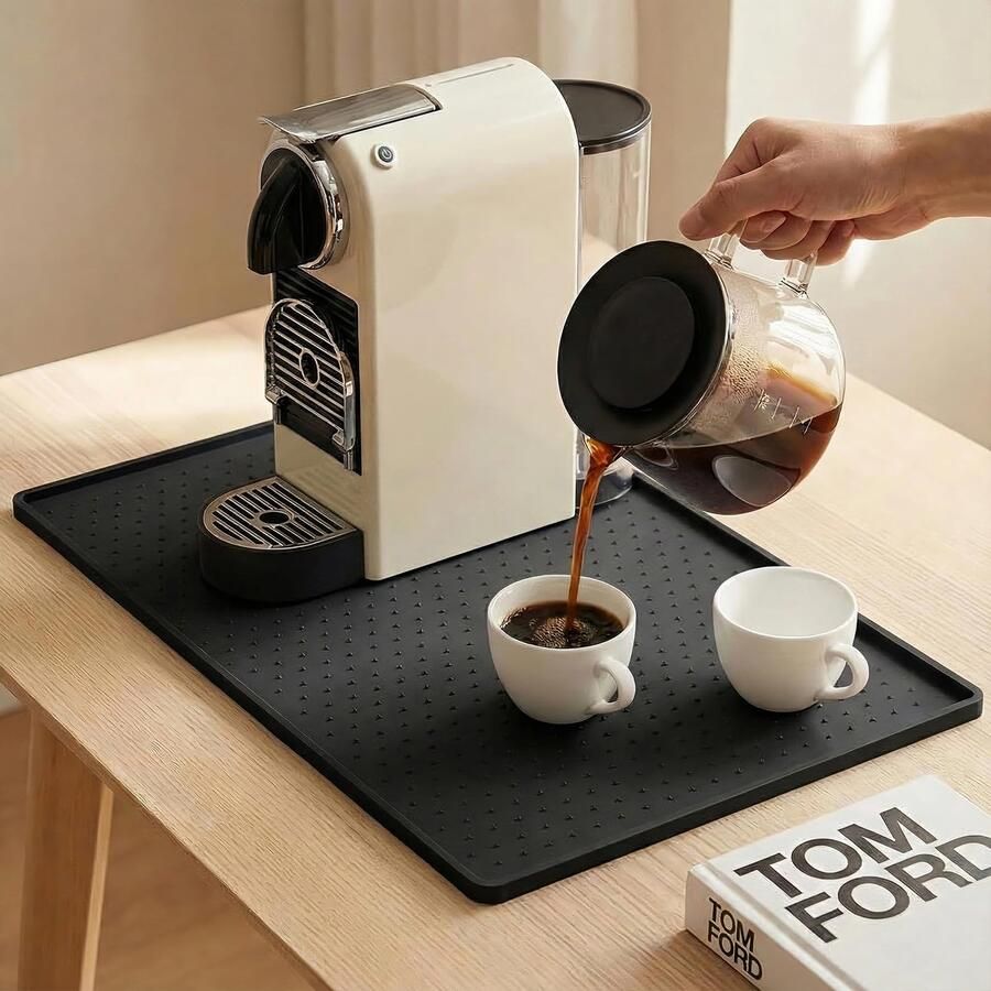 Onderlaag voor koffiezetapparaat antislip waterdichte siliconen mat koffiezetapparaat voor espressomachine en koffiezetapparaat lekvrije afdruipmat koffiezetapparaat 30 x 48 cm zwart