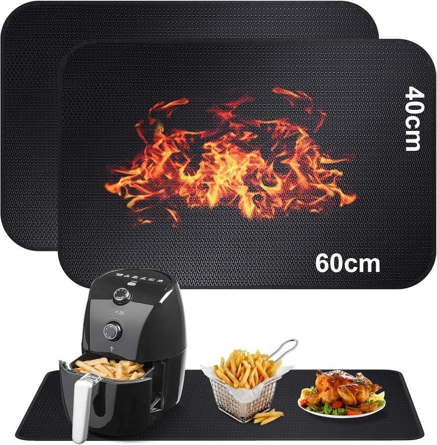 Onderlegger glasvezel siliconen brandwerende mat voor tafelblad hittebestendige mat voor luchtfriteuse koffiezetapparaat magnetron antislip waterdicht 40 x 60 cm