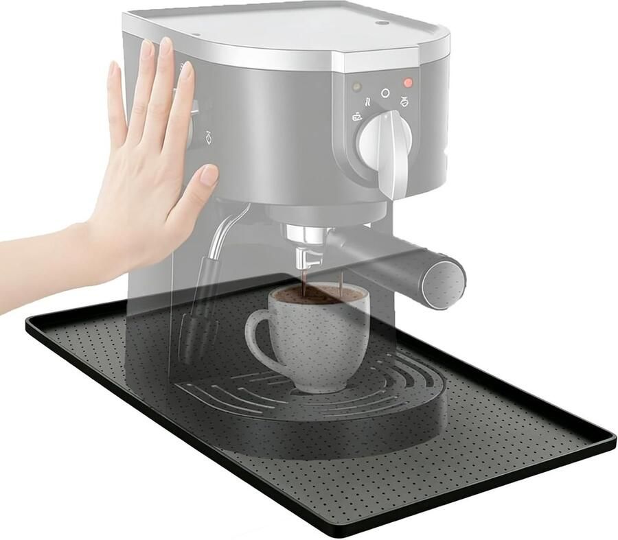 Onderlegger voor koffiezetapparaat 48 x 30 cm siliconen mat met rand voor bescherming antislip en hittebestendig gebruik bij koffiemachines