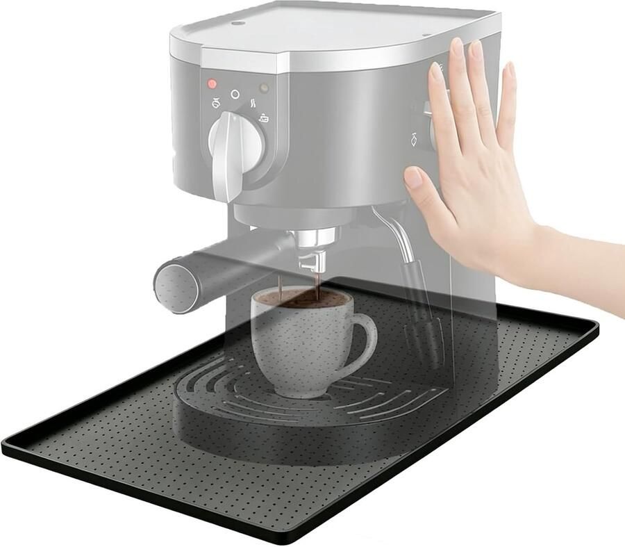 Onderlegger voor koffiezetapparaat 48 x 30 cm siliconen mat met rand voor koffiemachines hittebestendig en gemakkelijk schoon te maken accessoires