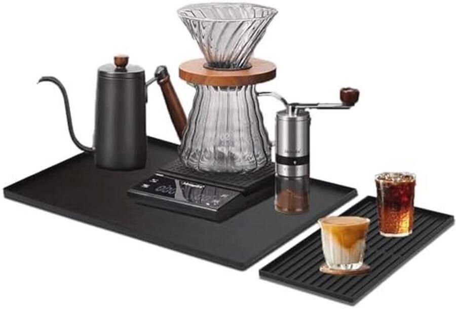 Onderlegger voor Koffiezetapparaat Siliconen Mat Antislip 2-in-1 61 x 40 5 cm en 40 x 19 cm