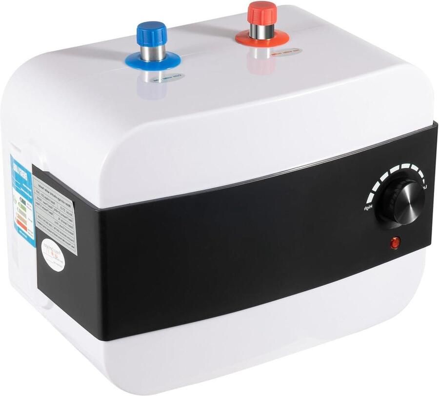 Ondertafelboiler Kleine boiler Keukenboiler Direct warm water Compact formaat 6 liter Wit