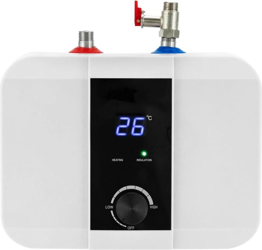 Ondertafelboiler Mini boiler Warm water voorzien Snelle verwarming 6 liter capaciteit Wit
