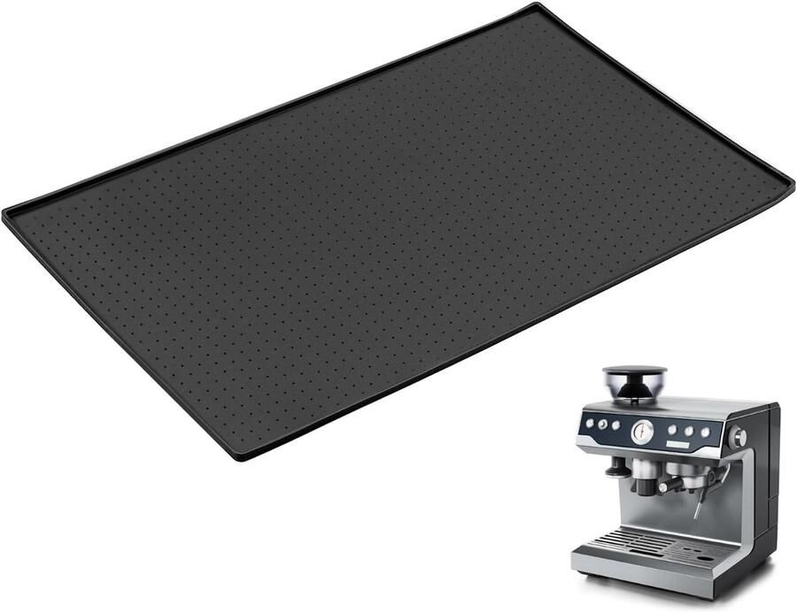 Ondervloer Siliconenmat Antislip Onderlaag Onder Koffiemachine Stabiliserend Effect 48 x 30 cm Zwart