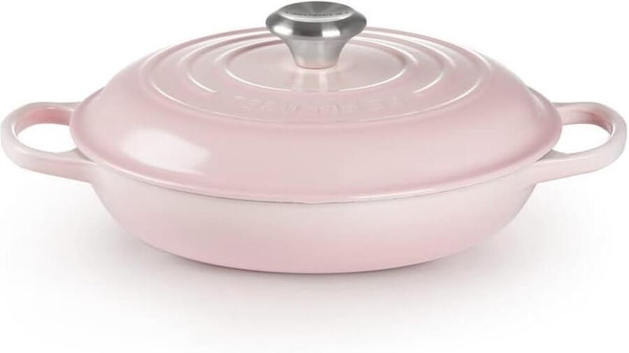 Ondiepe Braadpan Casserole Schaal Eenpansmaaltijden Maken Gelijkmatige Warmteverdeling 26 cm Shell Pink