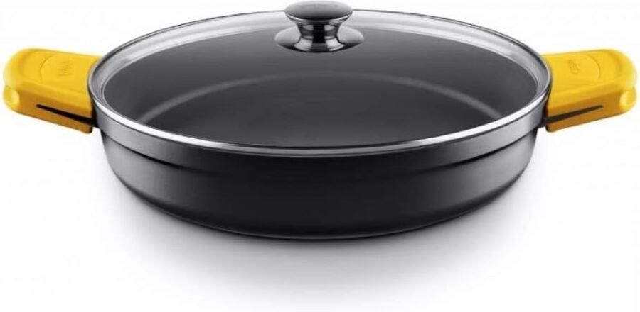 Ondiepe braadpan Gegoten aluminium pan Gezond koken PFOA-vrije antiaanbaklaag 32 cm Zwart