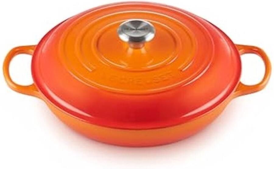 Ondiepe braadpan Gietijzeren pan Eenpansgerechten bereiden Houdt warmte lang vast 30 cm Oranjerood