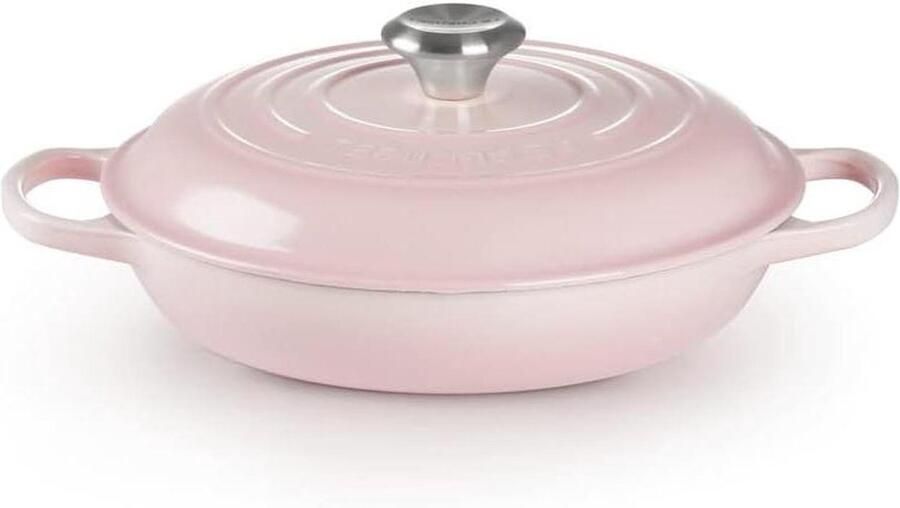 Ondiepe Braadpan Gietijzeren Pan Eenpansgerechten Maken Gelijkmatige Warmte 26 cm Shell Pink