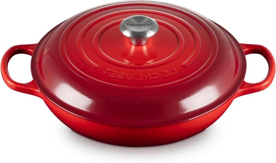 Ondiepe Braadpan Gietijzeren Pan Eenpansmaaltijden Bereiden Gelijkmatige Warmteverdeling 30 cm Kersenrood