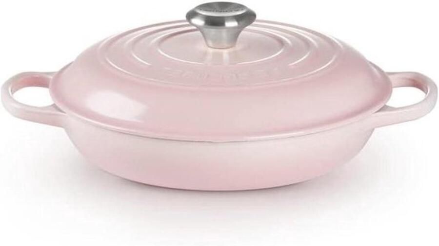 Ondiepe braadpan Gietijzeren pan Voor eenpansmaaltijden Gelijkmatige warmteverdeling 26 cm Shell Pink