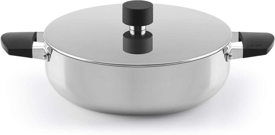 Ondiepe Braadpan Koekenpan Braiseren Snel Koken Trimetal Inductie 7 Liter Zilverkleur