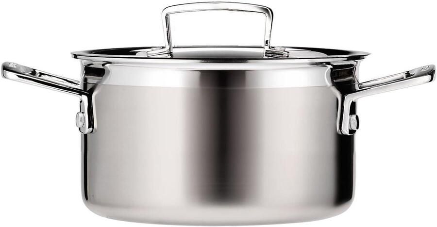Ondiepe Braadpan Koekenpan met Deksel Eenpansgerechten Koken 3-laags Roestvrij Staal 20 cm Zilverkleurig