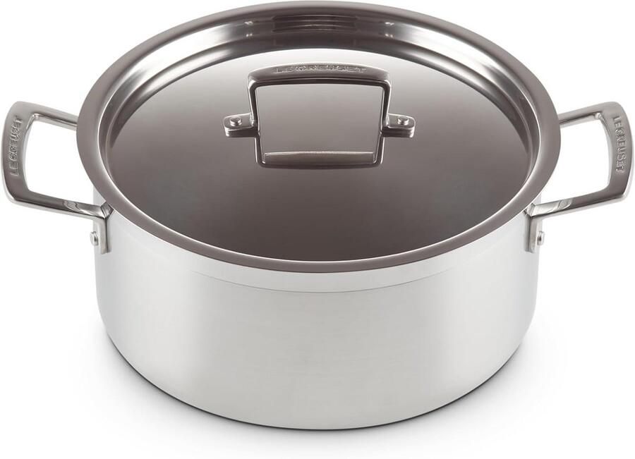 Ondiepe Braadpan met Deksel RVS 26 cm 3-Laags Inductie Geschikt